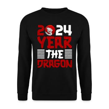 Année du Dragon 2024 Nouvel An chinois - Sweat-shirt Unisexe - noir - Devant - Alina (178cm) & Michal (187cm)