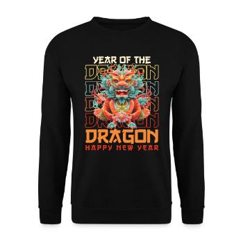 Year of the Dragon Chinese New Year - Unisex Sweatshirt - black - Front - Alina (178cm) & Michal (187cm)