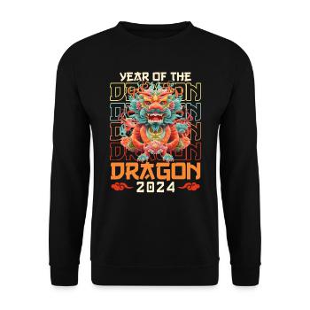 2024 Année du Dragon Nouvel An chinois - Sweat-shirt Unisexe - noir - Devant - Alina (178cm) & Michal (187cm)