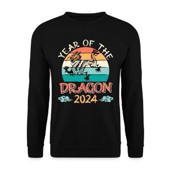 2024 Année du Dragon Nouvel An chinois - Sweat-shirt Unisexe - noir - Devant - Alina (178cm) & Michal (187cm)