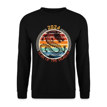 2024 Year of the Dragon Party Neujahr Tradition - Unisex Pullover - Schwarz - Vorne - Alina (178cm) & Michal (187cm)