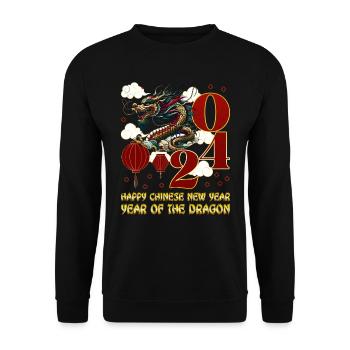 Année du Dragon 2024 Chine Fan Drachenjahr - Sweat-shirt Unisexe - noir - Devant - Alina (178cm) & Michal (187cm)