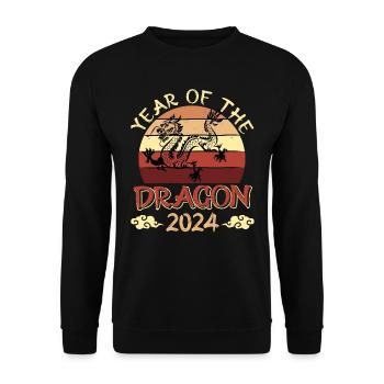 2024 Année du Dragon Nouvel An chinois - Sweat-shirt Unisexe - noir - Devant - Alina (178cm) & Michal (187cm)