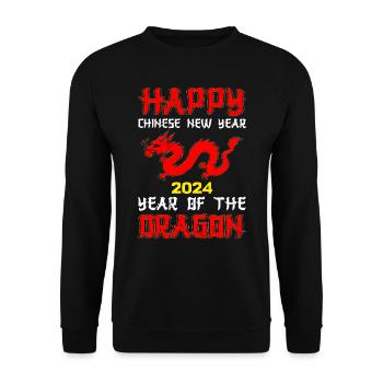 Silvester Happy Chinese Year of the Dragon - Unisex Pullover - Schwarz - Vorne - Alina (178cm) & Michal (187cm)