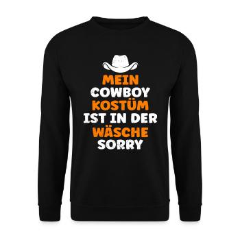 Cowboy Kostüm ist in der Wäsche Faschingsparty - Unisex Pullover - Schwarz - Vorne - Alina (178cm) & Michal (187cm)