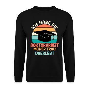 Dissertation Doktorarbeit meiner Frau Überstanden - Unisex Pullover - Schwarz - Vorne - Alina (178cm) & Michal (187cm)