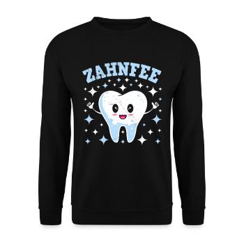 Faschingskostüm ZAHNFEE Karneval Party Zahn - Unisex Pullover - Schwarz - Vorne - Alina (178cm) & Michal (187cm)