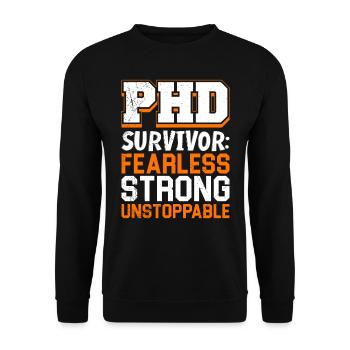 Dissertation PH. D Survivor Fearless Strong - Unisex Sweatshirt - black - Front - Alina (178cm) & Michal (187cm)