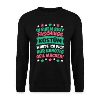 Fasching In einem Sexy Faschingskostüm Party - Unisex Pullover - Schwarz - Vorne - Alina (178cm) & Michal (187cm)