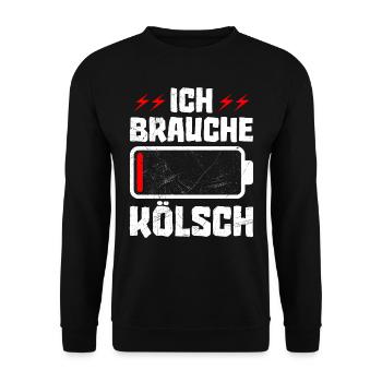 Karneval Party Köln Ich Brauche Kölsch - Unisex Pullover - Schwarz - Vorne - Alina (178cm) & Michal (187cm)