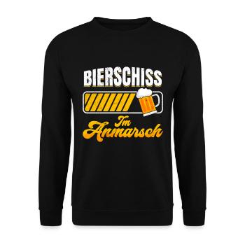 Faschingsparty Bierschiss im Anmarsch Karneval - Unisex Pullover - Schwarz - Vorne - Alina (178cm) & Michal (187cm)