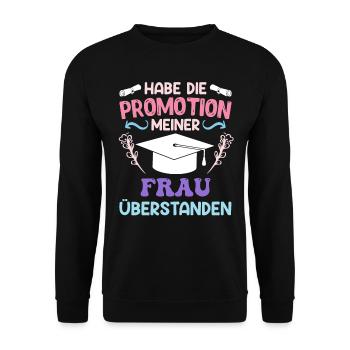 Dissertation Doktorarbeit meiner Frau Überstanden - Unisex Pullover - Schwarz - Vorne - Alina (178cm) & Michal (187cm)