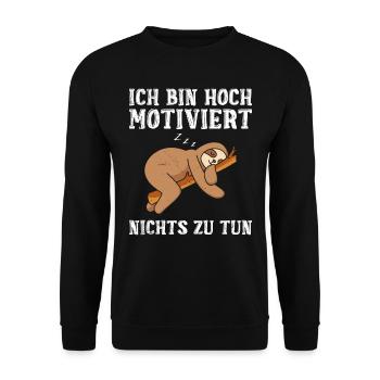 Fauler Kollege Bin Hoch Motiviert Nichts zu Tun - Unisex Pullover - Schwarz - Vorne - Alina (178cm) & Michal (187cm)