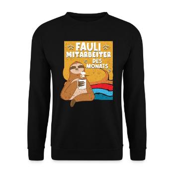 Fauler Kollege Fauli Mitarbeiter des Monats - Unisex Pullover - Schwarz - Vorne - Alina (178cm) & Michal (187cm)