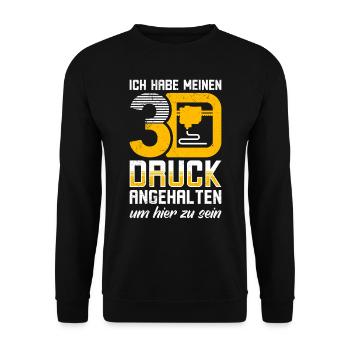 Habe meinen §D Druck pausiert um hier zu sein - Unisex Pullover - Schwarz - Vorne - Alina (178cm) & Michal (187cm)