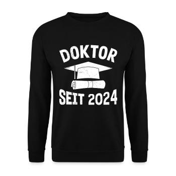 Doktor seit 2024 Dissertation Bestanden - Unisex Pullover - Schwarz - Vorne - Alina (178cm) & Michal (187cm)