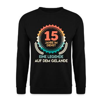 15 Jahre im Dienst Legende auf dem Gelände - Unisex Pullover - Schwarz - Vorne - Alina (178cm) & Michal (187cm)