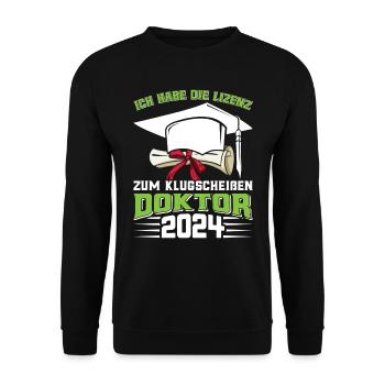 Doktor 2024 Habe die Lizenz zum Klugscheißen - Unisex Pullover - Schwarz - Vorne - Alina (178cm) & Michal (187cm)