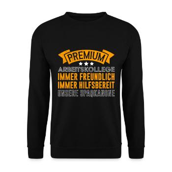 Premium Arbeitskollege Immer Freundlich - Unisex Pullover - Schwarz - Vorne - Alina (178cm) & Michal (187cm)