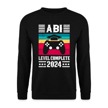 ABI Level Complete 2024 Abitur Abschlussparty - Unisex Pullover - Schwarz - Vorne - Alina (178cm) & Michal (187cm)