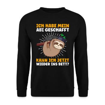 Lustig Abiturient Habe mein Abi Geschafft - Unisex Pullover - Schwarz - Vorne - Alina (178cm) & Michal (187cm)