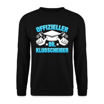 Doktortitel Offizieller Dr. Klugscheißer - Unisex Pullover - Schwarz - Vorne - Alina (178cm) & Michal (187cm)