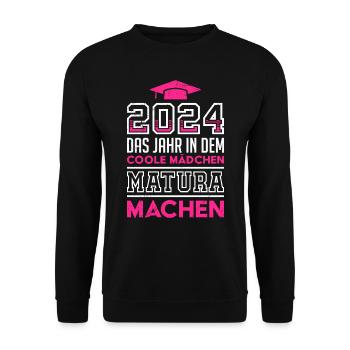 2024 Das Jahr in dem Coole Mädchen Matura Machen - Unisex Pullover - Schwarz - Vorne - Alina (178cm) & Michal (187cm)