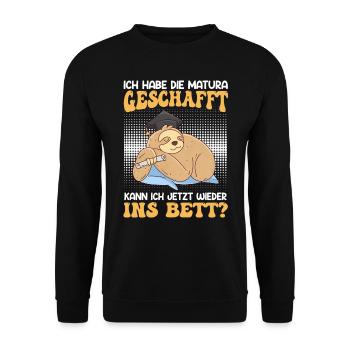 Matura Geschafft Kann ich wieder ins Bett - Unisex Pullover - Schwarz - Vorne - Alina (178cm) & Michal (187cm)