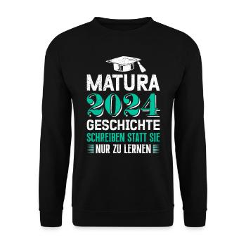 Matura 2024 Geschichte Schreiben Statt Lernen - Unisex Pullover - Schwarz - Vorne - Alina (178cm) & Michal (187cm)