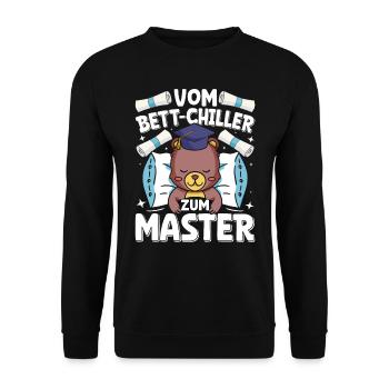 Master's Thesis Completed From Bed Chiller to Bed - Unisex Sweatshirt - black - Front - Alina (178cm) & Michal (187cm)