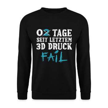 Nerd Impression 3D 0 jours depuis le dernier échec de l’impression 3D - Sweat-shirt Unisexe - noir - Devant - Alina (178cm) & Michal (187cm)