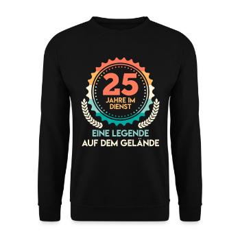 25 Jahre im Dienst Eine Legende auf dem Gelände - Unisex Pullover - Schwarz - Vorne - Alina (178cm) & Michal (187cm)