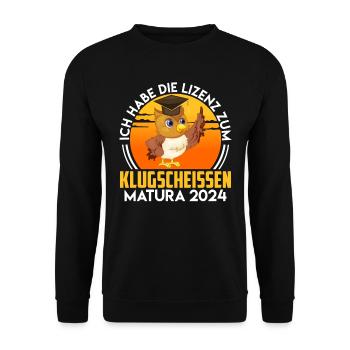 Maturantin Lizenz zum Klugscheissen Matura - Unisex Pullover - Schwarz - Vorne - Alina (178cm) & Michal (187cm)