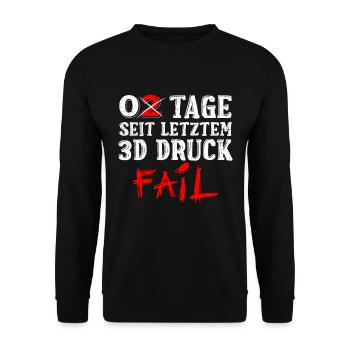 Nerd 3D Druck 0 Tage Seit Letztem 3D Druck Fail - Unisex Pullover - Schwarz - Vorne - Alina (178cm) & Michal (187cm)
