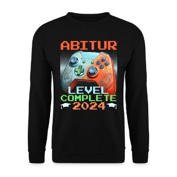 Abitur 2024 Level Complete Gamer Abiuturienten - Unisex Sweatshirt - black - Front - Alina (178cm) & Michal (187cm)
