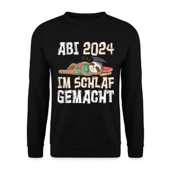 Abi 2024 Abitur Im Schlaf Geamcht Faultier Lustig - Unisex Pullover - Schwarz - Vorne - Alina (178cm) & Michal (187cm)