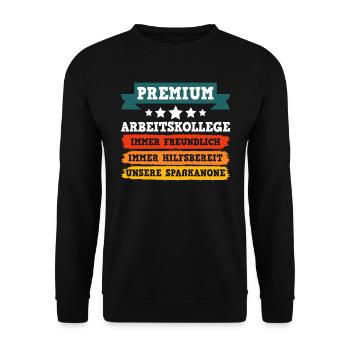Mitarbeiter PREMIUM Work Colleague Assistenz - Unisex Pullover - Schwarz - Vorne - Alina (178cm) & Michal (187cm)
