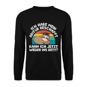 Lustig Abiturient Habe mein Abi Geschafft - Unisex Pullover - Schwarz - Vorne - Alina (178cm) & Michal (187cm)