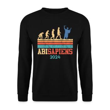 Abiturienten ABISAPIENS Abi 2024 Abschluss - Unisex Pullover - Schwarz - Vorne - Alina (178cm) & Michal (187cm)