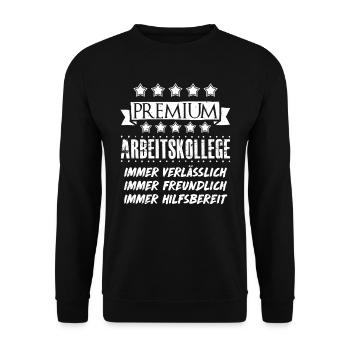 Mitarbeiter PREMIUM Work Colleague Assistenz - Unisex Pullover - Schwarz - Vorne - Alina (178cm) & Michal (187cm)