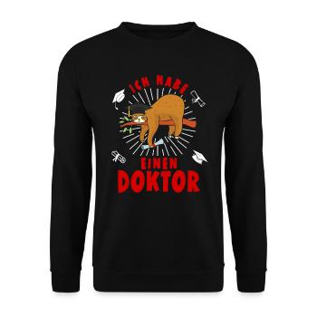 Doktorarbeit Ich Habe einen Doktor Abschluss - Unisex Pullover - Schwarz - Vorne - Alina (178cm) & Michal (187cm)