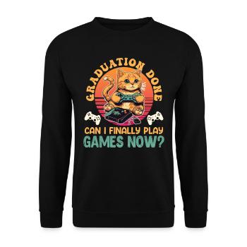 Abiturient Graduation Done Can I Play Games Now? - Unisex Sweatshirt - black - Front - Alina (178cm) & Michal (187cm)