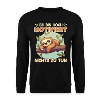 Faule Mitarbeiter Bin Hoch Motiviert Nichts zu Tun - Unisex Pullover - Schwarz - Vorne - Alina (178cm) & Michal (187cm)