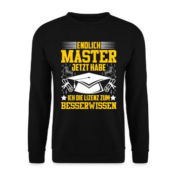 Enfin Maître Avoir la licence pour mieux savoir - Sweat-shirt Unisexe - noir - Devant - Alina (178cm) & Michal (187cm)