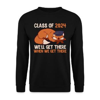 Abiturienten Class of 2024 We'll Get There - Unisex Pullover - Schwarz - Vorne - Alina (178cm) & Michal (187cm)