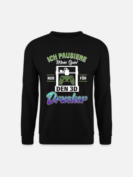 3D Druck Fan Pausiere mein Spiel nur für den 3D - Unisex Pullover - Schwarz