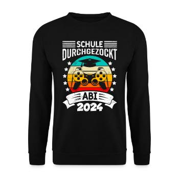 Abitur 2024 Abi School Gambled Through High School Graduate - Unisex Sweatshirt - black - Front - Alina (178cm) & Michal (187cm)