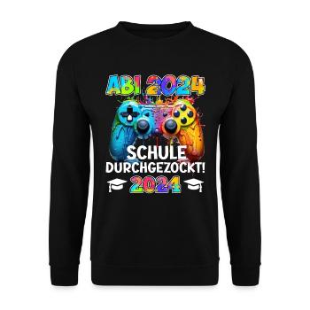 Abi 2024 School Played Through Gamer Funny - Unisex Sweatshirt - black - Front - Alina (178cm) & Michal (187cm)