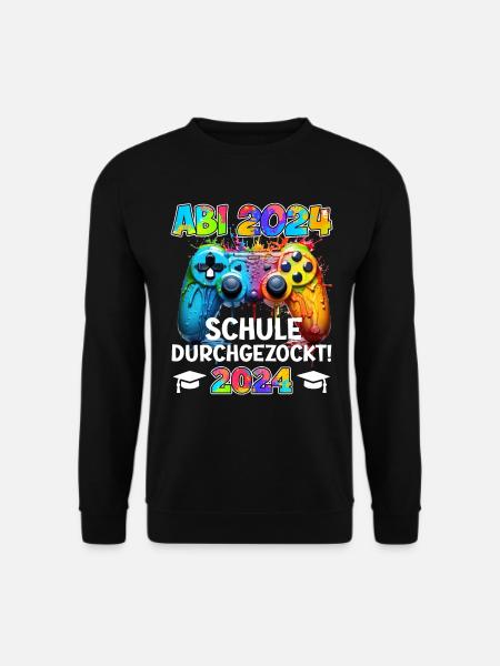 Abi 2024 Schule Durchgezockt Gamer Lustiges - Unisex Pullover - Schwarz