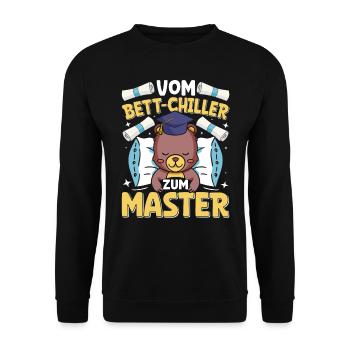 Master's Thesis Completed From Bed Chiller to Bed - Unisex Sweatshirt - black - Front - Alina (178cm) & Michal (187cm)